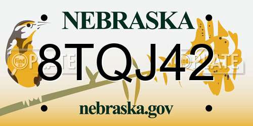 8TQJ42 Nebraska License Plate