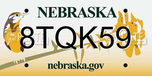 8TQK59 Nebraska License Plate