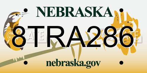 8TRA286 Nebraska License Plate