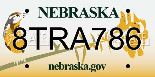 8TRA786 Nebraska License Plate