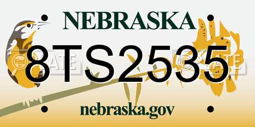 8TS2535 Nebraska License Plate