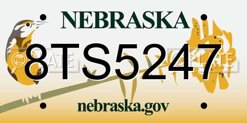 8TS5247 Nebraska License Plate