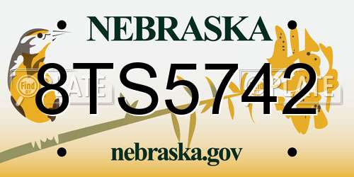 8TS5742 Nebraska License Plate