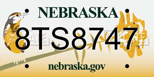 8TS8747 Nebraska License Plate