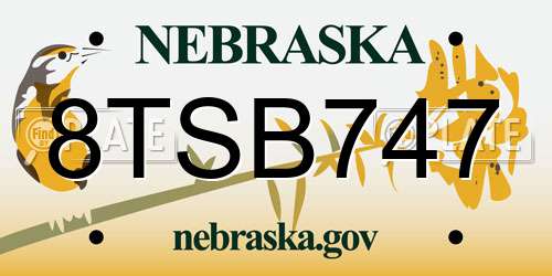 8TSB747 Nebraska License Plate