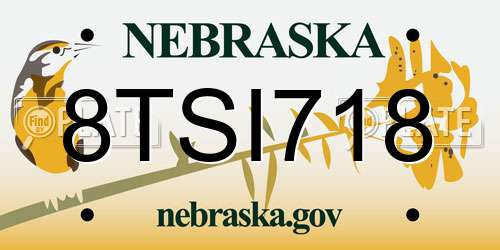 8TSI718 Nebraska License Plate