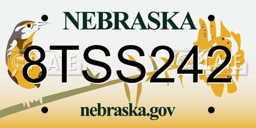 8TSS242 Nebraska License Plate