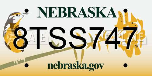 8TSS747 Nebraska License Plate