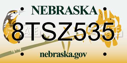 8TSZ535 Nebraska License Plate