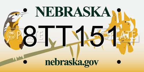 8TT151 Nebraska License Plate