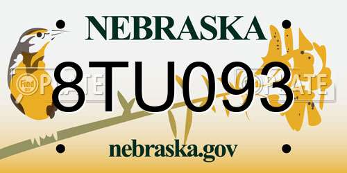 8TU093 Nebraska License Plate