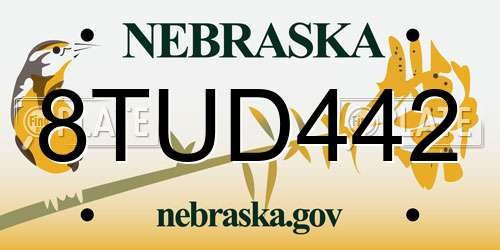 8TUD442 Nebraska License Plate