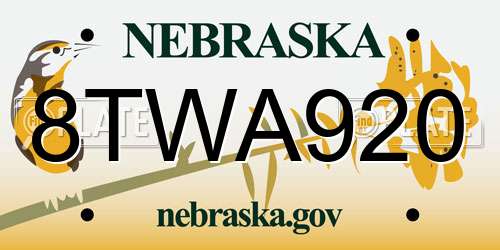 8TWA920 Nebraska License Plate