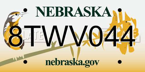 8TWV044 Nebraska License Plate