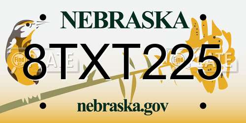 8TXT225 Nebraska License Plate