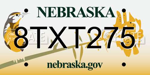 8TXT275 Nebraska License Plate