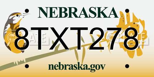 8TXT278 Nebraska License Plate
