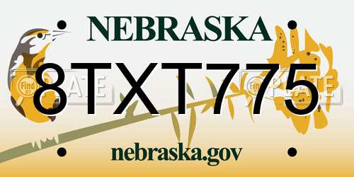8TXT775 Nebraska License Plate