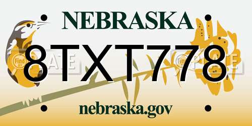 8TXT778 Nebraska License Plate