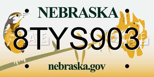 8TYS903 Nebraska License Plate