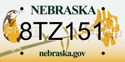 8TZ151 Nebraska License Plate