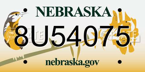8U54075 Nebraska License Plate