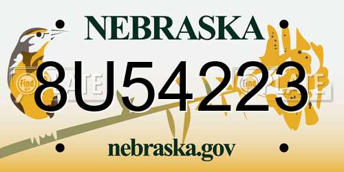 8U54223 Nebraska License Plate