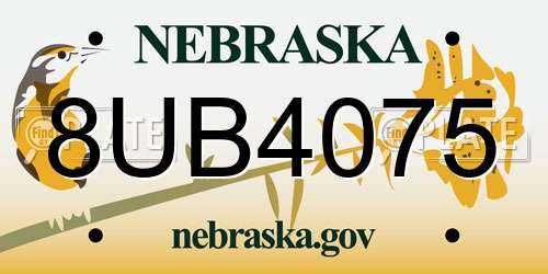 8UB4075 Nebraska License Plate