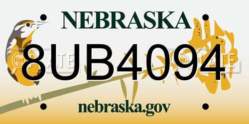 8UB4094 Nebraska License Plate