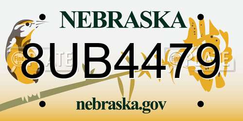 8UB4479 Nebraska License Plate