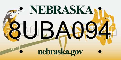 8UBA094 Nebraska License Plate
