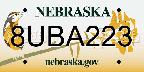 8UBA223 Nebraska License Plate