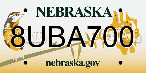 8UBA700 Nebraska License Plate