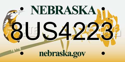 8US4223 Nebraska License Plate
