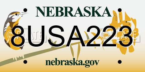8USA223 Nebraska License Plate