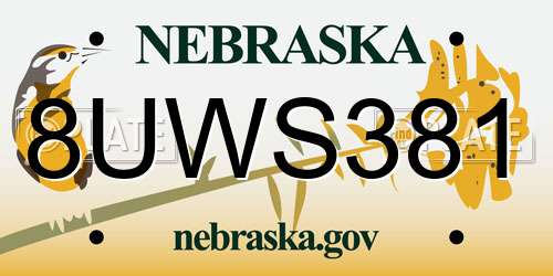 8UWS381 Nebraska License Plate