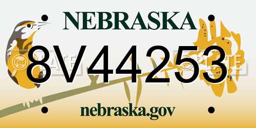 8V44253 Nebraska License Plate