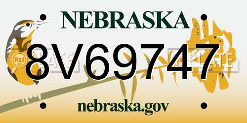 8V69747 Nebraska License Plate