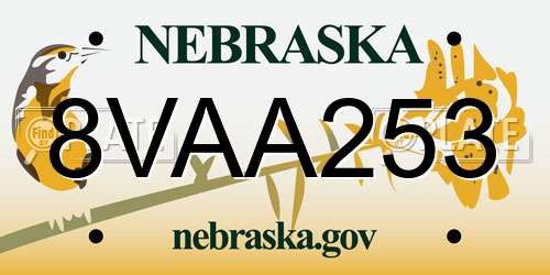 8VAA253 Nebraska License Plate