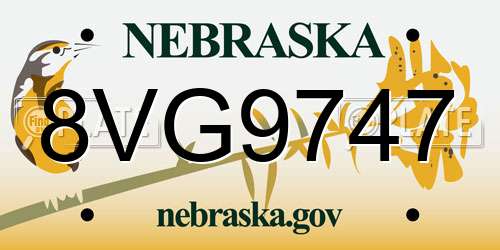 8VG9747 Nebraska License Plate