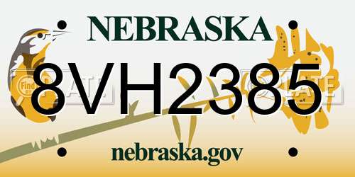 8VH2385 Nebraska License Plate