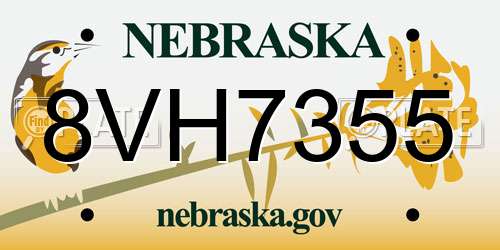 8VH7355 Nebraska License Plate
