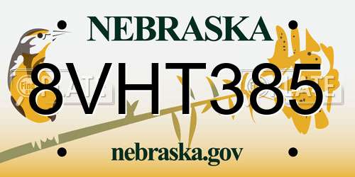 8VHT385 Nebraska License Plate
