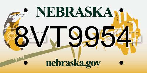 8VT9954 Nebraska License Plate