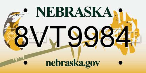 8VT9984 Nebraska License Plate