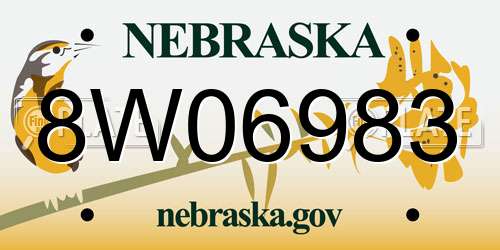 8W06983 Nebraska License Plate