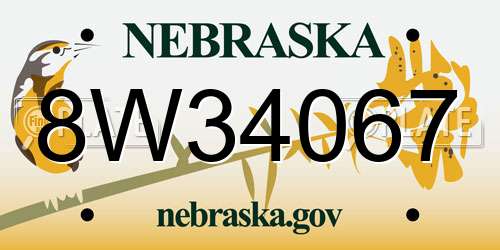 8W34067 Nebraska License Plate