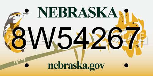 8W54267 Nebraska License Plate