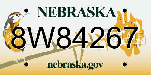 8W84267 Nebraska License Plate