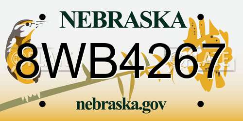 8WB4267 Nebraska License Plate